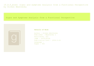 [P.D.F_book] Signs and Symptoms Analysis from a Functional Perspective  by D