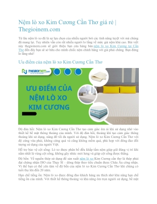 Nệm lò xo Kim Cương Cần Thơ giá rẻ | Thegioinem.com