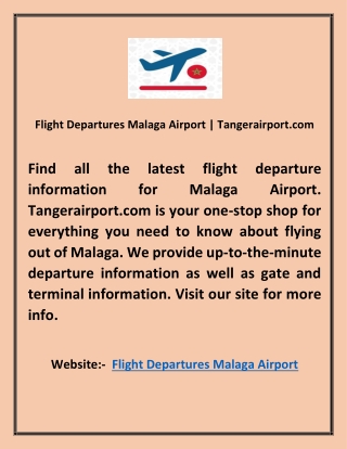 Flight Departures Malaga Airport | Tangerairport.com