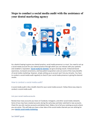 Steps to conduct a social media audit with the assistance of your dental marketing agency