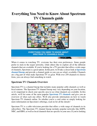 Everything You Need to Know About Spectrum TV Channels guide