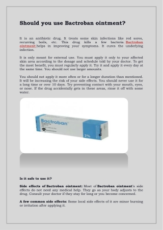 Should you use Bactroban ointment?