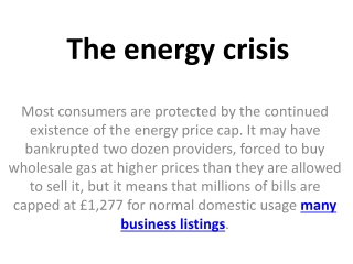 The energy crisis