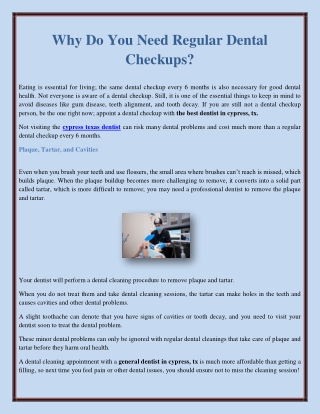 Why Do You Need Regular Dental Checkups?