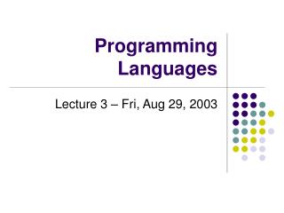 Programming Languages