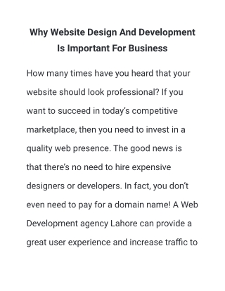 Why Website Design And Development Is Important For Business