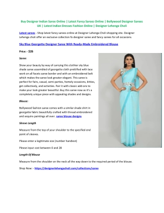 Buy Designer Indian Saree Online | Latest Fancy Sarees Online | Bollywood Design