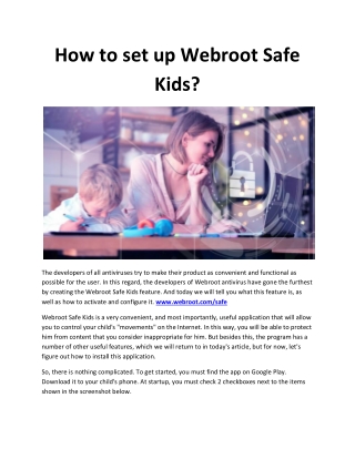 How to set up Webroot Safe Kids?