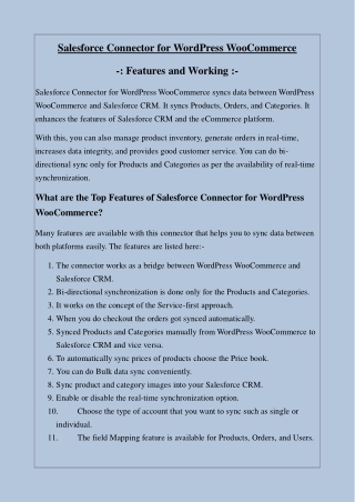 Salesforce Connector for WordPress WooCommerce