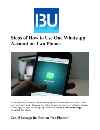 BU India - Steps of How to Use One Whatsapp Account on Two Phones