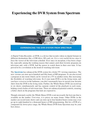 Experiencing the DVR System from Spectrum