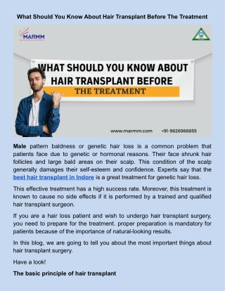 What Should You Know About Hair Transplant Before The Treatment.docx