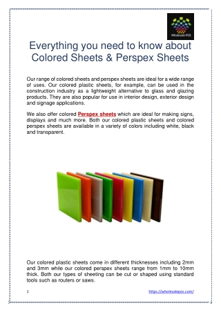 Everything you need to know about Colored Sheets & Perspex Sheets