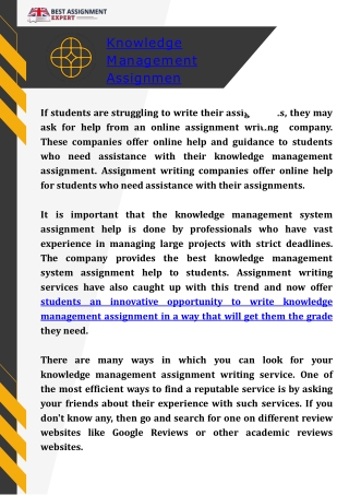 How to look for Knowledge Management Assignment Writing Services