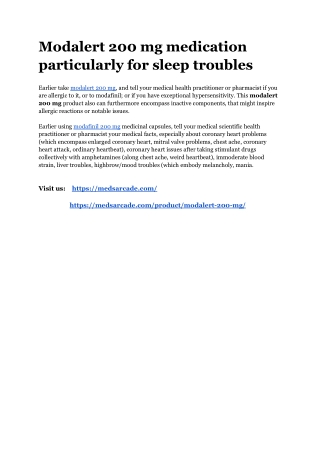 Modalert 200 mg medication particularly for sleep troubles