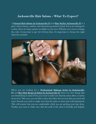 Jacksonville Hair Salons - What To Expect