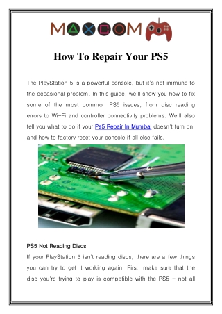 PS5 Repair In Mumbai Call-9867355478