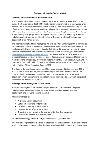 Radiology Information System Market Industry Outlook 2022 - 2029