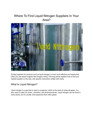 Finding Liquid Nitrogen Suppliers In Your Area