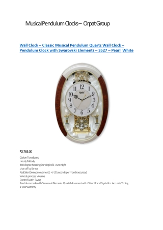 Musical Pendulum Clocks - Orpat