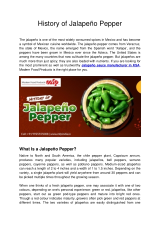 History of Jalapeño Pepper
