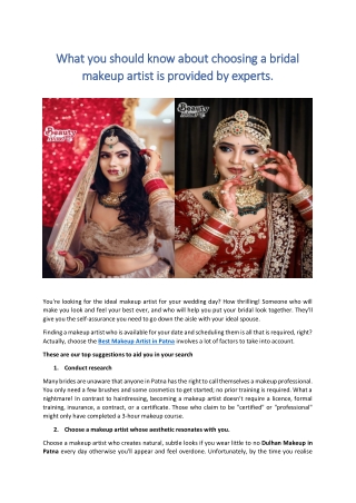 What you should know about choosing a bridal makeup artist is provided by expert