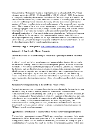 Automotive Cyber Security Market to Witness Widespread Expansion During 2028