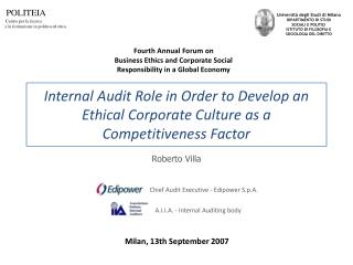 Internal Audit Role in Order to Develop an Ethical Corporate Culture as a Competitiveness Factor