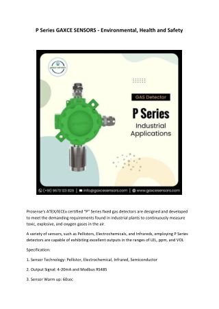 P Series GAXCE SENSORS - Environmental, Health and Safety