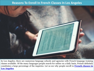 Reasons To Enroll In French Classes In Los Angeles