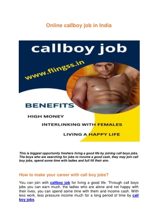 Online callboy job in India