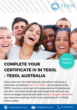 Complete Your Certificate IV in TESOL – TESOL Australia