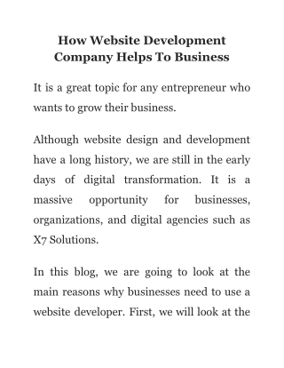How Website Development Company Helps To Business