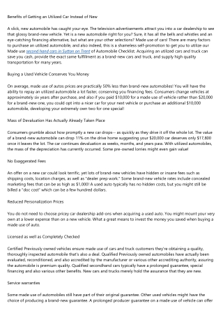 The buy used cars Sutton on Trent Case Study You'll Never Forget