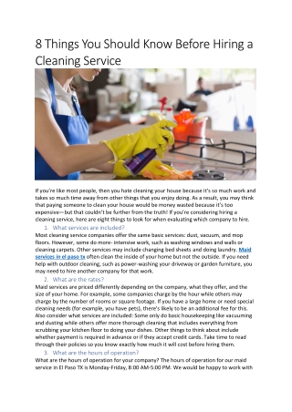 8 Things You Should Know Before Hiring a Cleaning Service