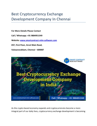 Best Cryptocurrency Exchange Development Company In Chennai