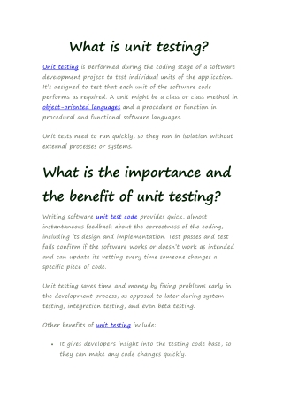 What is unit testing