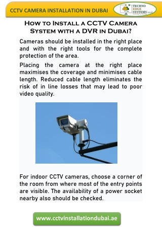 How to Install a CCTV Camera System with a DVR in Dubai?
