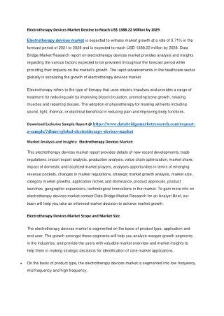 Electrotherapy Devices Market Destine to Reach US 1388.22 Million by 2029