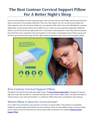 The Best Contour Cervical Support Pillow For A Better Night