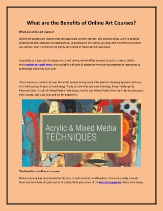 What are the Benefits of Online Art Courses