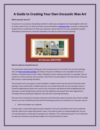 A Guide to Creating Your Own Encaustic Wax Art