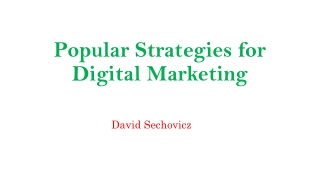 Popular Strategies for Digital Marketing | David Sechovicz