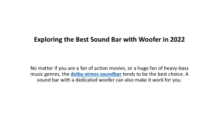 Exploring the Best Sound Bar with Woofer in 2022