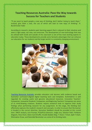 Teaching Resources Australia Pave the Way towards Success for Teachers and Students