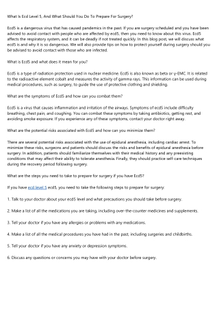 What Is Ecd Level 5, And What Should You Do To Prepare For Surgery?