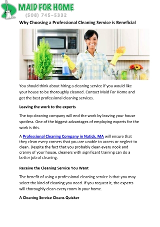 Why Choosing a Professional Cleaning Service is Beneficial