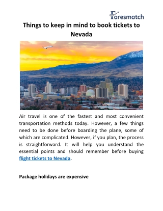 Cheap flight tickets to Nevada