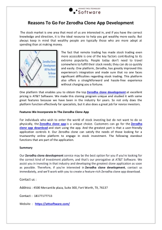 Reasons To Go For Zerodha Clone App Development
