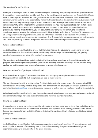 The Benefits Of A Ecd Certificate